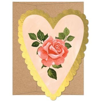 Pink Rose Heart Specialty Valentine Greeting Card